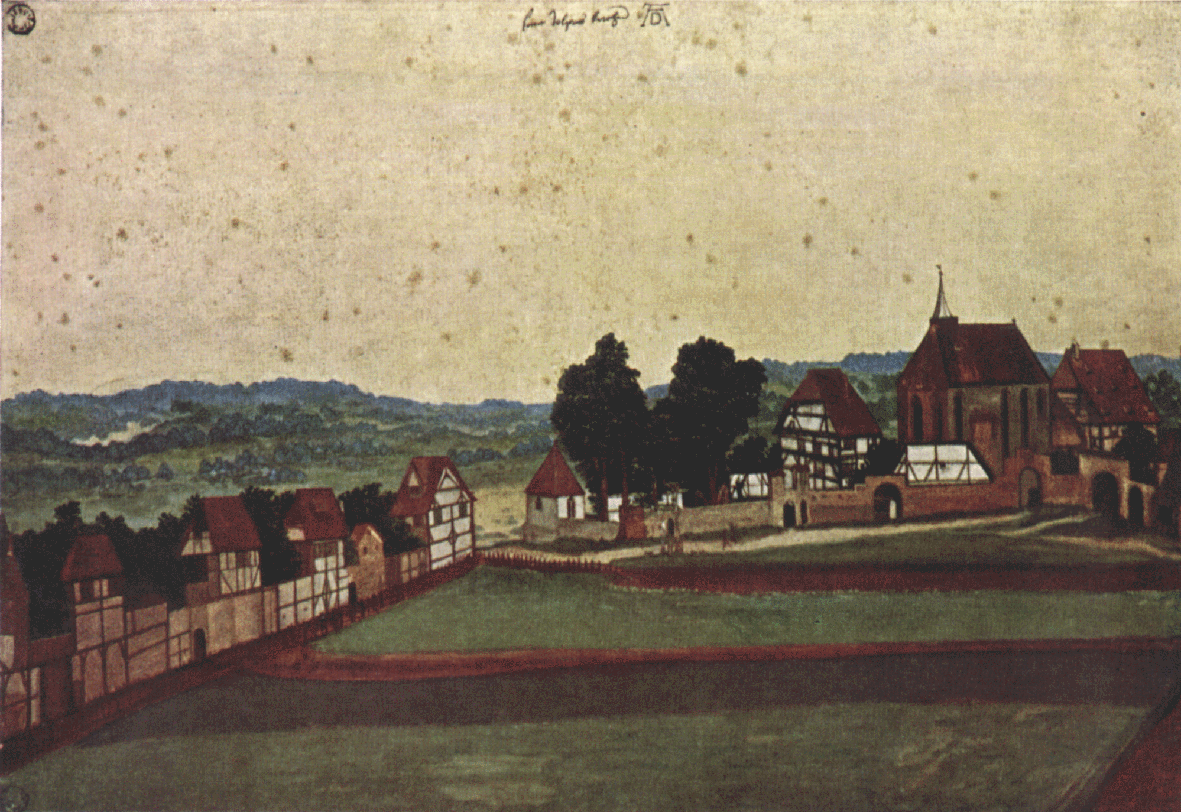 St.Johannis mit Siechkobel, Aquarell 1494